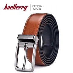 Buy Baellerry Easy To Wear Two-layer Cowhide Fake Needle Belt Automatic  Buckle Belt Comfort Click Men's Belt 2024 Online