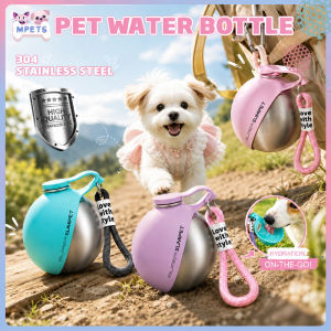 Portable Dog Water Bottle 285ML Stainless Steel Travel Dog Water Dispenser Foldable Silicone Bowl