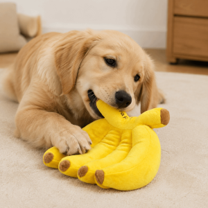 GROCERIY Plush Banana Squeaky Dog Toy Yellow Bite-resistant Pet Interactive Toys Durable Portable Pet Chew Plush Toy Relieve Boredom
