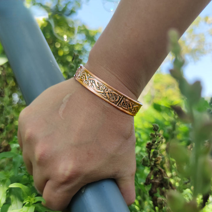 Vintage Pure Copper Bracelet Men Adjustable Cuff Energy Magnetic Bracelet  Benefits Wristband Hard Health Man Bracelet Knot Metal Bracelet