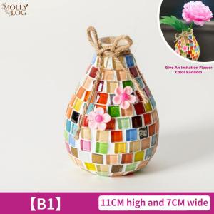 SG STOCK Creative Mosaic Art Vase Kids DIY Mosaic Vase Kit Colorful Mosaic Glass Vase Parent-Child Activity Multiple Designs