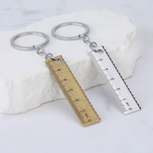 MUSCLEX Thép không gỉ Thước đo mini Thiết kế chống thất lạc Đa chức năng Móc khóa thước bỏ túi Thực tế Vật trang trí dây chuyền Dụng cụ đo lường dạng móc khóa Văn phòng phẩm