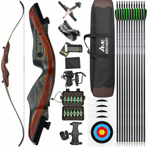 62 inch Takedown Recurve Bow Full Set 20-50lbs 17inch Wooden Riser