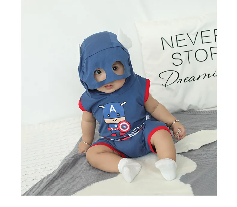 Newborn Baby Superhero Costume Cute Cartoon Hooded Sleepwear Birthday Party Super Man Cosplay Romper Summer Sleeveless Outfit For Baby Boy Lazada