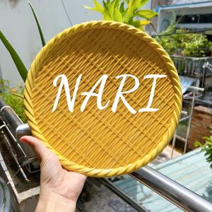 Đĩa nhựa giả mây mẹt tre tròn nhiều size-mẹt nhựa đựng bún đậu - gia dụng Nari