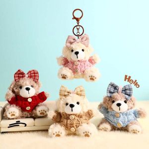 NEEUJ เสื้อผ้าตุ๊กตาสเวตเตอร์ผูกโบว์ พวงกุญแจหมีสเวตเตอร์โบว์ เชือกแขวนโลหะผสม ของตกแต่งกระเป๋านักเรียน จี้รูปสัตว์ยัดไส้ คาวาอี้ การ์ตูน พวงกุญแจตุ๊กตาหมี ผู้ชาย ผู้หญิง