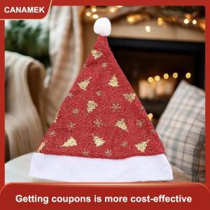 【CANAMEK】 Long Lanh Đầy Màu Sắc Giáng Sinh Mũ Cho Người Lớn Trẻ Em Sáng Bóng Bông Tuyết Cầu Vồng Santa Claus Hat Xmas Mũ Năm Mới Đảng Trang Trí Đạo Cụ