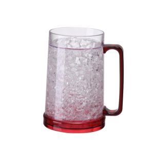 NEXTYOO Dung tích 450ML Cốc bia đông lạnh Cấu trúc hai lớp Thân máy trong suốt Cốc bia hai lớp Di động Nhựa Tay cầm cốc bia Tiệc ngoài trời