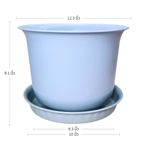 กระถาง กระถางต้นไม้ มินิมอล ถ้วยจีน+จาน ขนาด 12 นิ้ว สีฟ้าพาสเทล 5 ใบ ชิ้น อัน