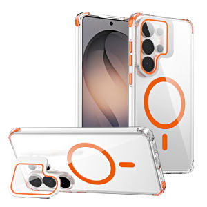 for Magsafe  Stand Holder Case For Samsung S26 Ultra S25 FE S24 Plus S22 S24 A56 A57 A17 Glass Camera Protection Cover