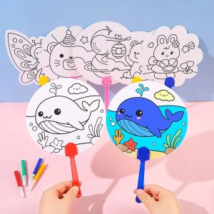 🔥ส่งในไทย🔥พัดระบายสี พัดกระดาษ พัดDIY ของเล่นเสริมพัฒนาการ พัด หน้ากากระบายสี