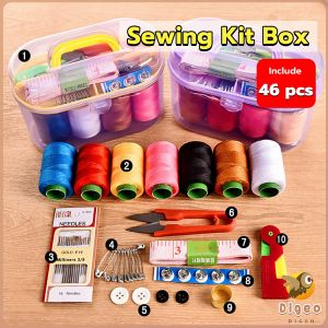 Digeo Sewing Kit Box Set Household Sewing Tools Portable Sewing Kit 10 in 1 Random Color
