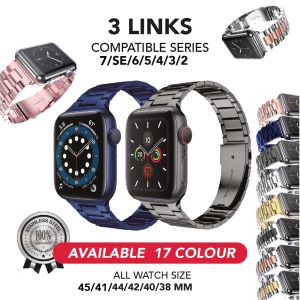 Strap untuk Apple Watch IWO HW 38 40 42 44 41 45mm tali jam tangan ran strap snless steel 3 LINKS iwatch Series 1 2 3 4 5 6 SE 7