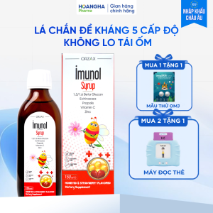 Imunol Syrup 150ml - Bổ sung beta glucan hỗ trợ bé giao mùa tăng đề kháng giảm ốm vặt ốm tái đi tái lại nhập khẩu nguyên hộp Châu Âu 150ml