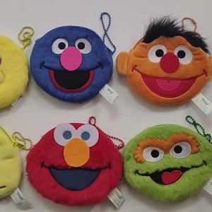 Sesame Street Plush Keychain Cartoon Cookie Monster Elmo Bert Big Bird Grover Oscar Plush Coin Purse Bag Toys Gift For Kids