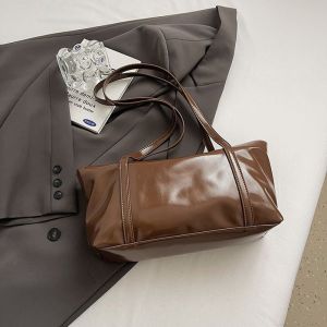 กระเป๋ากระเป๋าผู้เดินทางถุงความจุขนาดใหญ่สะพายไหล่สำหรับผู้หญิง PU สีทึบมูสสัน