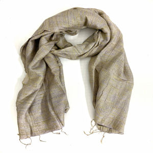 Khăn quàng cổ chất liệu đũi 100% silk màu ghi mềm mại & ấm áp dùng cho cả nam và nữ