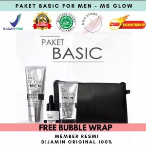 Paket Basic MS Glow Men 3 in 1 Free Pouch-Cream Whitening Pria - JURAGAN 47