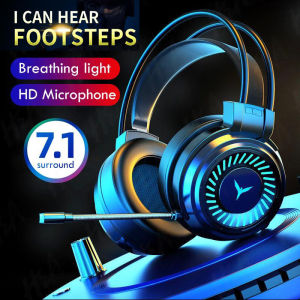 Gaming Headsets Gamer Headphones With Led Light 4D Surround Sound Stereo Wired Earphones 3.5mm Double Plug USB Microphone PC Laptop Game Over-Ear Headset