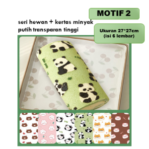 Cetakan Kue Kertas Roti Segitiga Spuit Hiasan Cake Bolu Gulung Baking Paper Roll Kertas Roll Motif Buah Bunga Hewan Pastoral untuk Bolu Gulung home