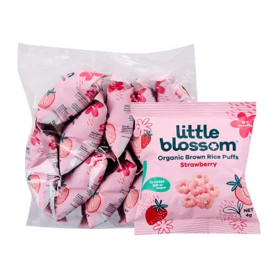 Little Blossom Organic Baby Puffs - Strawberry Mini Pack (Bundle of 10)