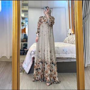 gamis safrina set hijab terbaru 2025/ dress jelita lebaran free hijab