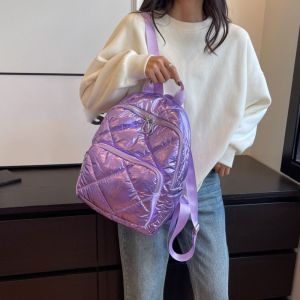 TENDPL สีทึบทึบ กระเป๋าเป้สะพายหลังผ้าฝ้ายพื้นที่ ไนลอนทำจากไนลอน คลาวด์ กระเป๋าสะพายไหล่ฟอง แบบพกพาได้ เป้สะพายหลัง กระเป๋านักเรียนสำหรับนักเรียน หญิง/หญิง