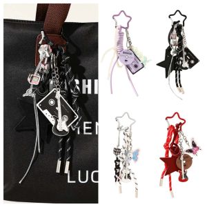 YA BEAUTIFUL Music Guitar Shape Y2K Guitar Butterfly Pendant Decorative Accessories Bag Hanging Spice Girls Keyring Streetwear Hot Girls Decor Decoration Korean Ins Keychain Girls