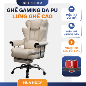Ghế Gaming Công Thái Học Có Gác Chân Ngả 150° – Ghế Văn Phòng Da PU Cao Cấp Tựa Đầu Và Đệm Lưng Êm Á