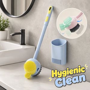 Home&Life.8 Wall Mounted Toilet Brush Silicone Head Disposable Refill Deep Clean Hygienic Bathroom Accessory