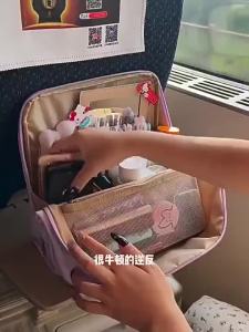 Standable Large Capacity Portable Cosmetic Bag Toiletry Bag Pencil Case Multi-Compartment Foldable Multi-Functional Storage Bag