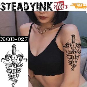 [𝚂𝚝𝚎𝚊𝚍𝚢𝙸𝙽𝙺] Lasting Tattoo Sticker Waterproof Tatu | Goat Elk Skull Dagger | Makeup Carnival Event Festival Party |