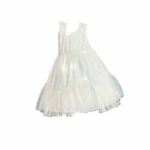 SEJUE4373 Loose Girls Sleeveless Dress Lace Mesh Pleated Children Princess Dress Fashion Teenagers Summer Kids Dresses Party