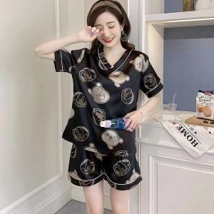 3300 Perfect ชุดนอนคอวี น่ารักๆสีหวานๆผ้าซาติน ราคาถูกๆแขนสั้นขาสั้น (สินค้าพร้อมส้ง)