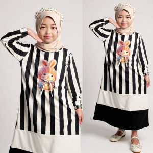 GAMIS ANAK PEREMPUAN SALUR CUTE PITA TALI KOMBINASI DRESS GL FASHION