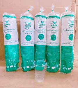 (ชุดละ 5 แพค) แก้ว 16 ออนซ์ เรียบใส ปาก 95 mm. ยี่ห้อ SUPERCUP แพคละ 50 ใบ