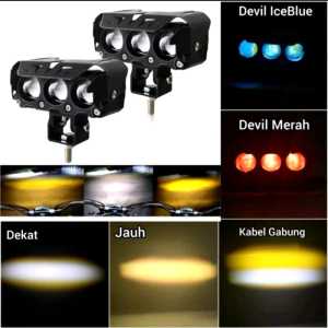 Lampu Tembak Sorot SQL 3 Mata Plus Devil Full alumunium Waterproof Universal Motor Mobil