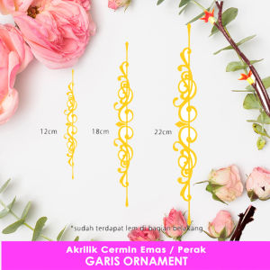 Garis Ornament Ombak Akrilik Cermin Emas / Perak