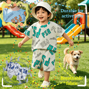 AILEBE Kids Sets Soft Lightweight Breathable Fabric Quick To Dry Durable For Active Play Boys Fashion Sando Shorts Set Summer Tshirt For 0-5 Years
