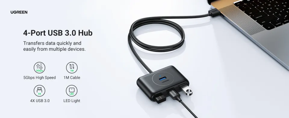 UGreen USB 3.0 A 4 Ports Hub 8K 1m (Black) (CR113/20291) Ugreen Cr113/20291  - Lazada | Lazada PH