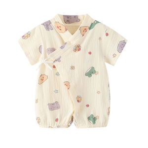 100% cotton Áo liền quần tay ngắn cho béQuần áo trẻ em mùa hèvải gauze mỏng nhẹ thoáng khí mát mẻ thoải mái