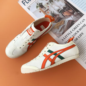 Original Tiger Shoes Classic White/orange/dark Green Mens and Womens Canvas Non-slip Lazy Shoes Comfortable Breathable Casual Sports Shoes 1183A360-115