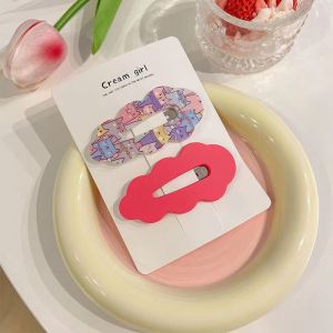 คลิปผมเกาหลี 1 ชุด / 2 ชิ้น กิ๊บติดผมการ์ตูนแมตต์กิ๊บติดผมขนาดเล็กสดสำหรับสาวน่ารักและหวาน รูปแบบเมฆน่ารัก ACFUNY