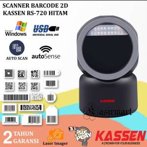 Kassen RS720 Scanner Barcode 1D 2D USB Omni Desktop Imager Kassen KO720 / RS-720 / KO-720 / RS 720 / KO 720 Scan QR Code EFaktur Minimarket / Expedisi