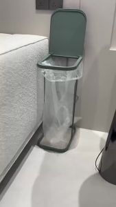 Sacesr Flip Cover Trash cans Rustproof Anti-slip Freestanding Iron Waste Bins Japanese Narrow Style Kitchen Household Cleaning Tools 2B5Z7