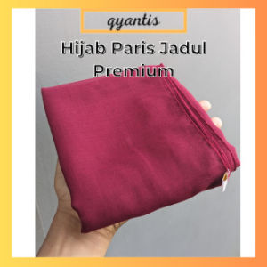 Kerudung Segiempat model Paris Polos Jadul bahan premium warna maroon