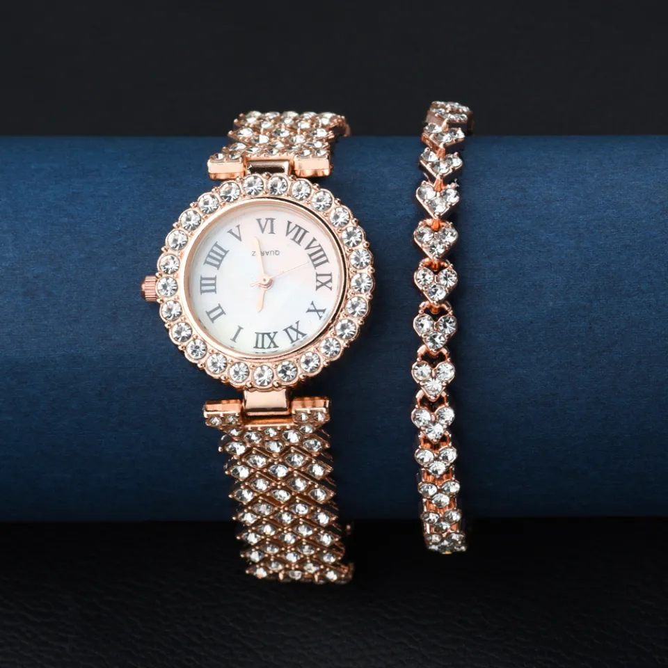 Luxury Women Rose Gold Watch Fashion Ladies Quartz Diamond