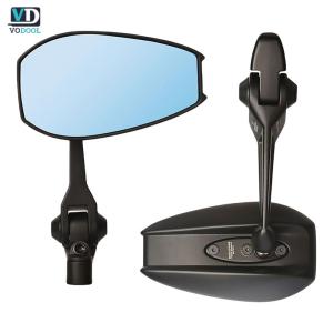 [Uetech] 2Pcs HD Motorbike Handlebar End Side Mirror Adjustable Anti-Glare Motorcycle End Bar Rearview Mirror White/Blue Lens