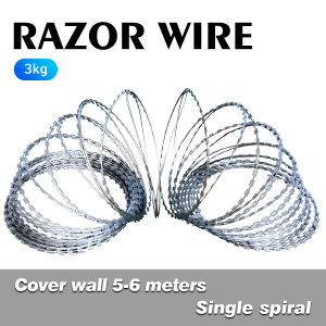 Razor wire coil 95Ft【1 year warranty Anti-rust】 Garden wire fencing 30/100 Meters razor blade wire barbed wire Galvanized razor wire Stretched Ribbon Barbed Wire Coils for Farm FenceGarden