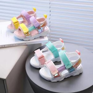 Summer Children Sport Sandals Breathable Mesh Soft Bottom Baby Girls Boys Shoes Colorful Reflective PU Leather Shoes Kids G042432026